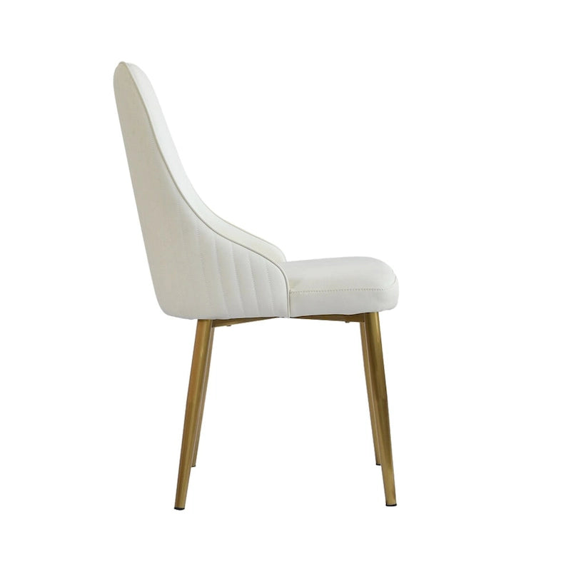 Set Moderno di 2 Sedie da Pranzo con Schienale Alto in Similpelle Beige