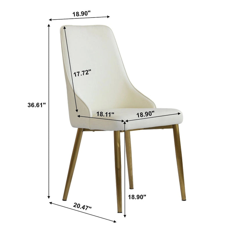 Set Moderno di 2 Sedie da Pranzo con Schienale Alto in Similpelle Beige