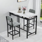 Set da Pranzo 3 Pezzi per 2 con 2 Sedie Imbottite
