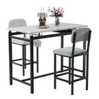 Set da Pranzo 3 Pezzi per 2 con 2 Sedie Imbottite