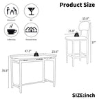 Set da Pranzo 3 Pezzi per 2 con 2 Sedie Imbottite