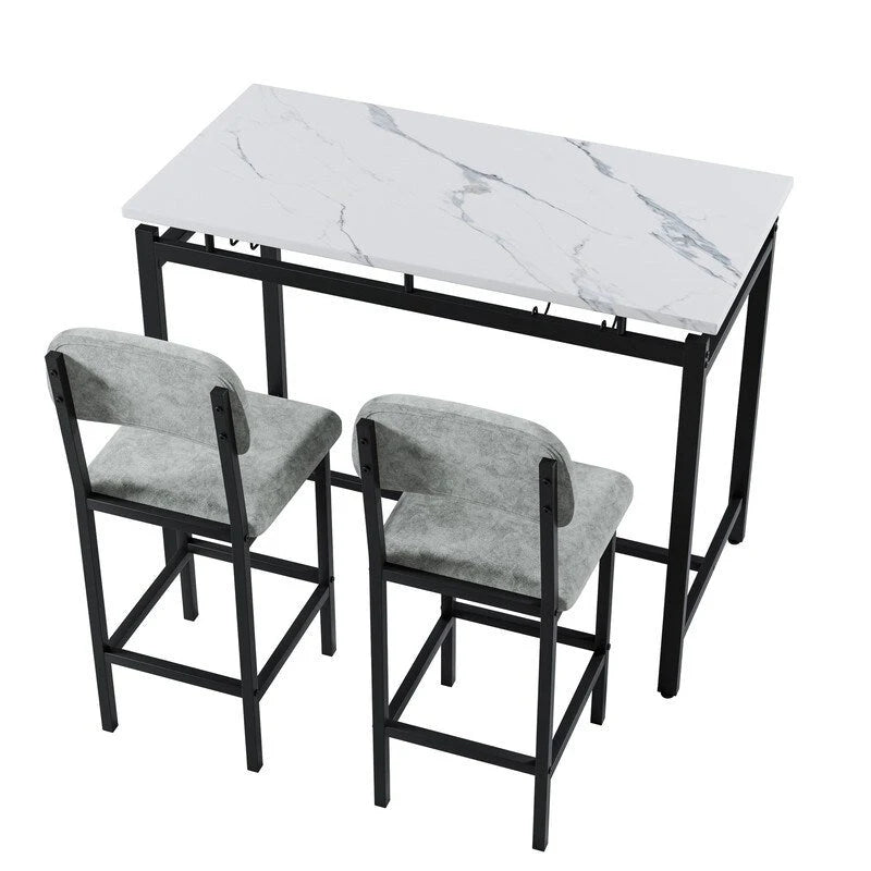 Set da Pranzo 3 Pezzi per 2 con 2 Sedie Imbottite