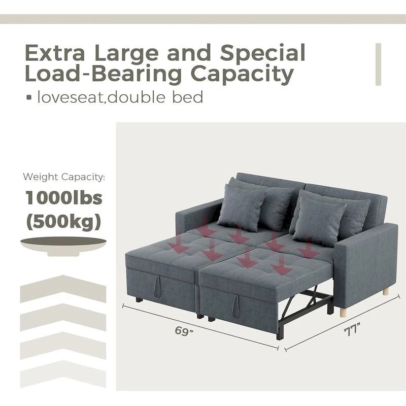 Poltrona letto convertibile 3-in-1 con divano doppio