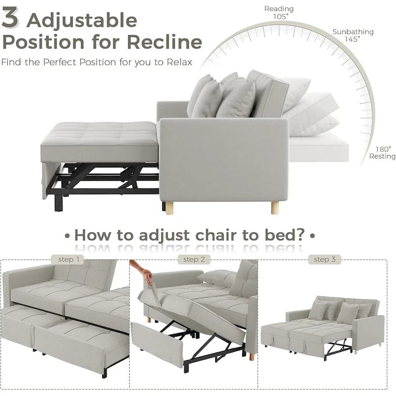 Poltrona letto convertibile 3-in-1 con divano doppio