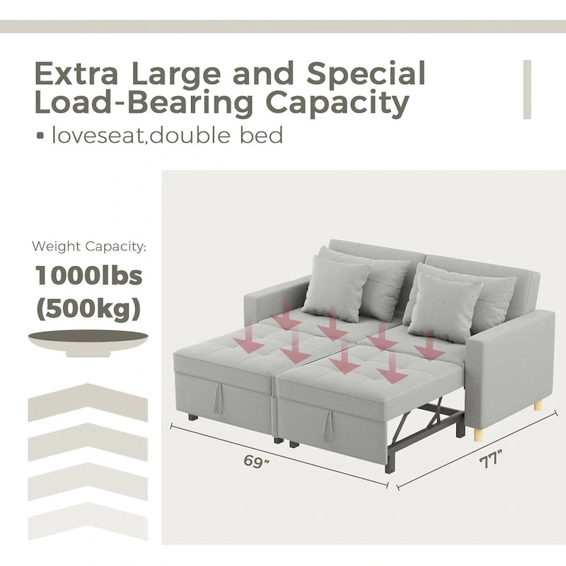 Poltrona letto convertibile 3-in-1 con divano doppio
