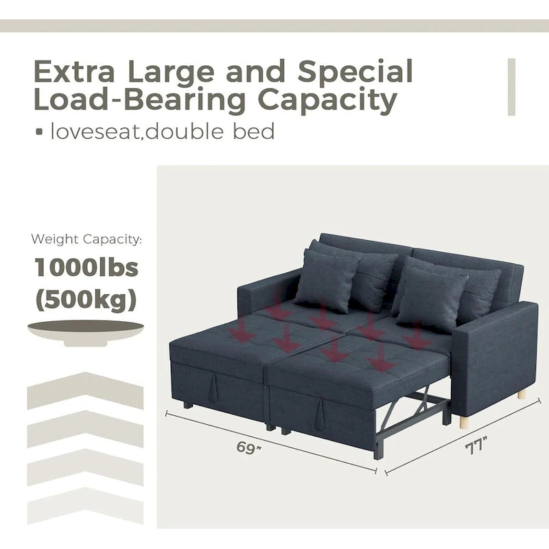 Poltrona letto convertibile 3-in-1 con divano doppio
