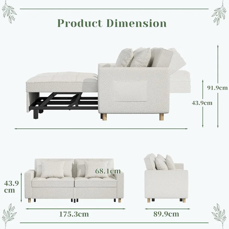 Poltrona letto convertibile 3-in-1 con divano doppio