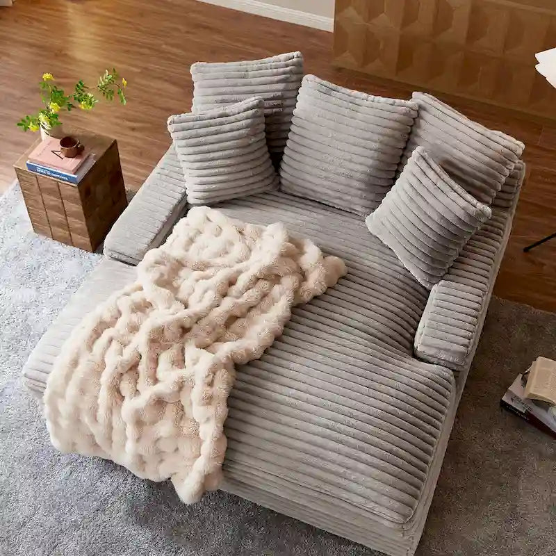 Divano Letto Matrimoniale Moderno, Comodo Divano Letto Cloud con Rivestimento in Morbida Corda Spessa