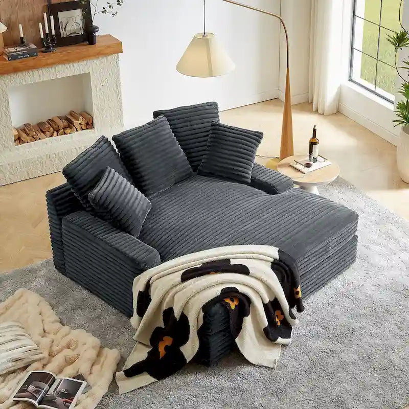 Divano Letto Matrimoniale Moderno, Comodo Divano Letto Cloud con Rivestimento in Morbida Corda Spessa