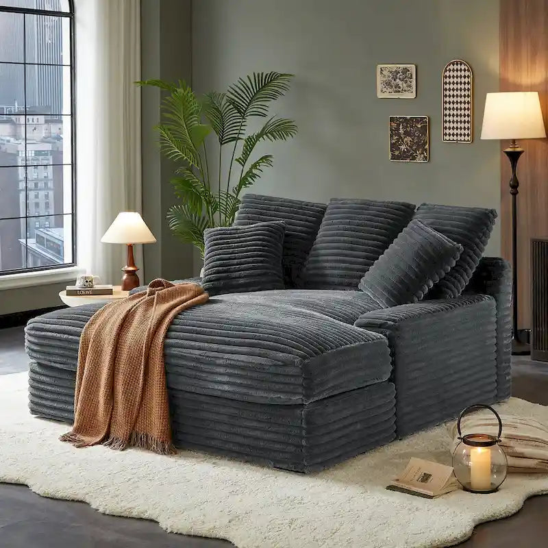 Divano Letto Matrimoniale Moderno, Comodo Divano Letto Cloud con Rivestimento in Morbida Corda Spessa