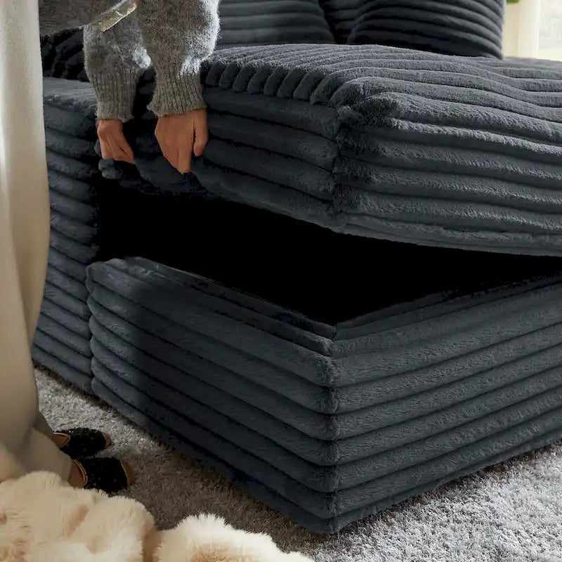 Divano Letto Matrimoniale Moderno, Comodo Divano Letto Cloud con Rivestimento in Morbida Corda Spessa