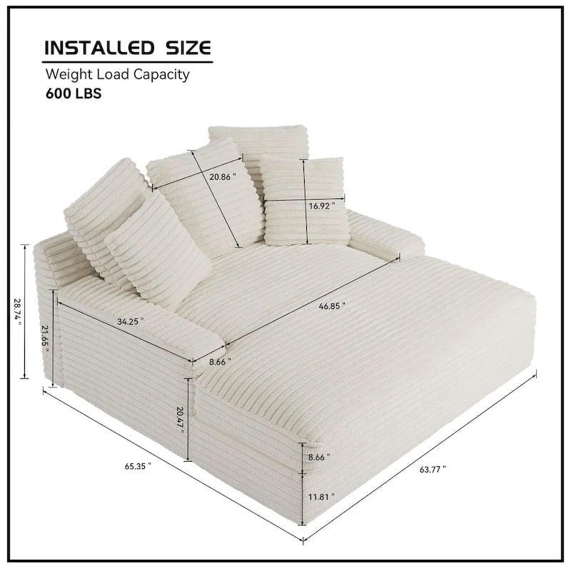Divano Letto Matrimoniale Moderno, Comodo Divano Letto Cloud con Rivestimento in Morbida Corda Spessa