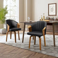 Sedie girevoli da pranzo in legno curvato e pelle PU, set da 2