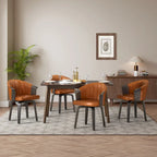 Sedie girevoli da pranzo in legno curvato e pelle PU, set da 2