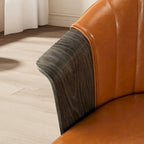 Sedie girevoli da pranzo in legno curvato e pelle PU, set da 2
