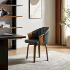 Sedie girevoli da pranzo in legno curvato e pelle PU, set da 2