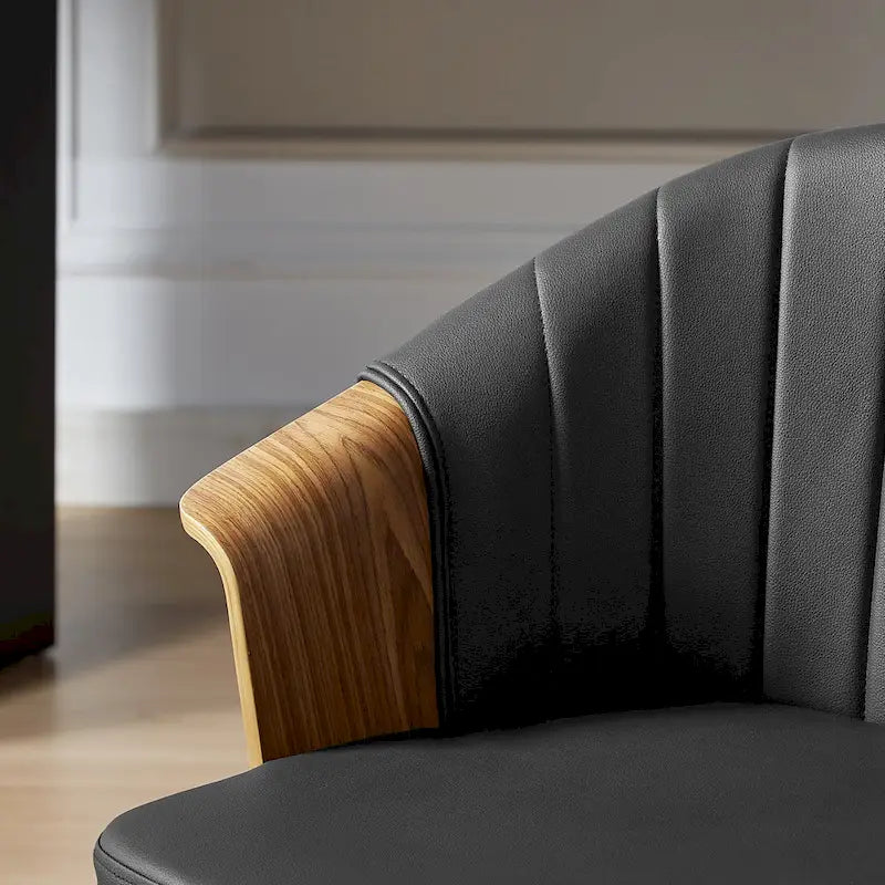 Sedie girevoli da pranzo in legno curvato e pelle PU, set da 2