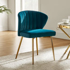 Sedia da pranzo di design in velluto trapuntato Luna Modern Glam
