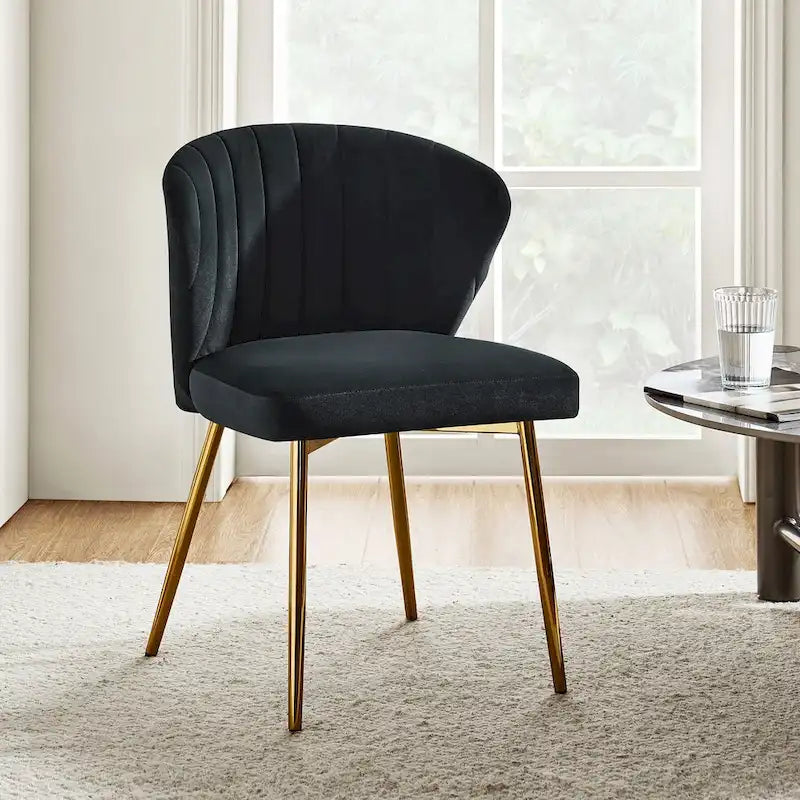 Sedia da pranzo di design in velluto trapuntato Luna Modern Glam