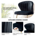 Sedia da pranzo di design in velluto trapuntato Luna Modern Glam