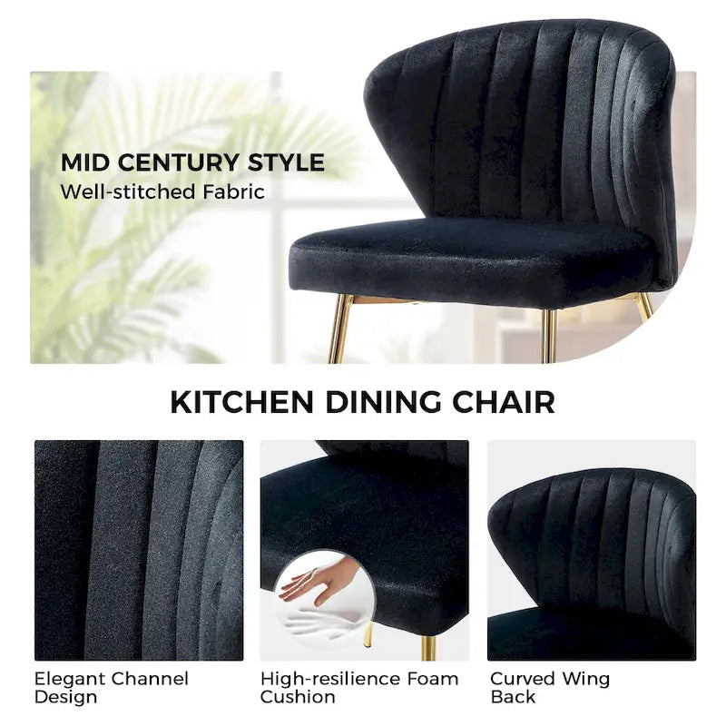 Sedia da pranzo di design in velluto trapuntato Luna Modern Glam