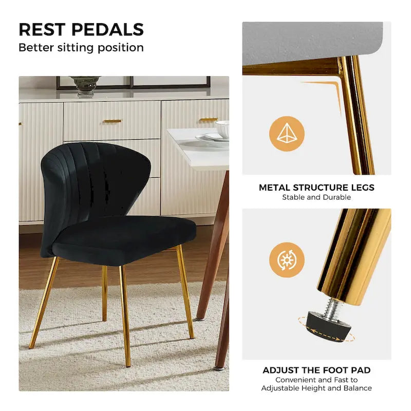 Sedia da pranzo di design in velluto trapuntato Luna Modern Glam