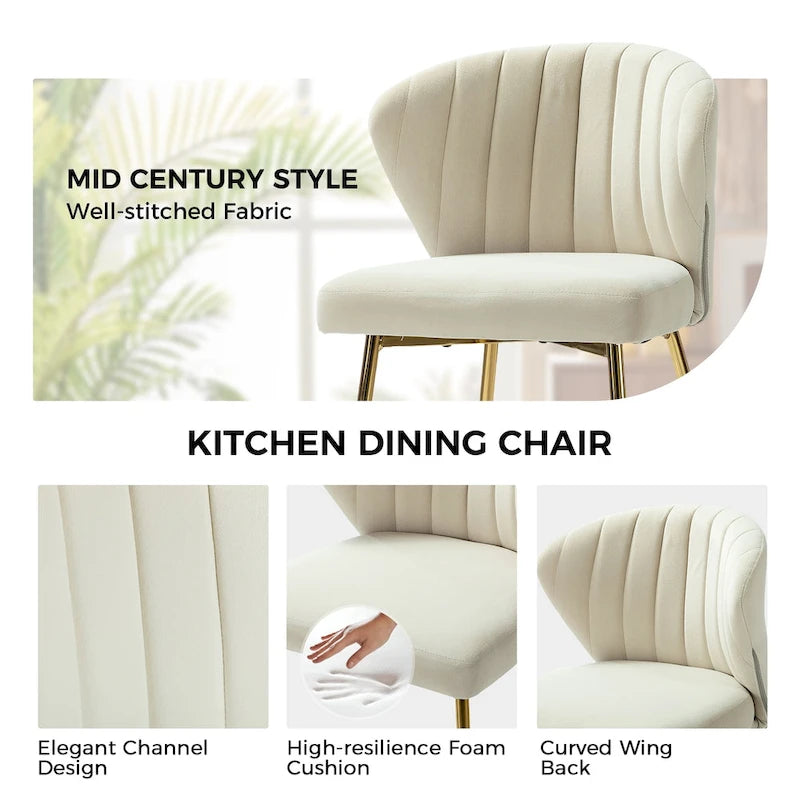 Sedia da pranzo di design in velluto trapuntato Luna Modern Glam