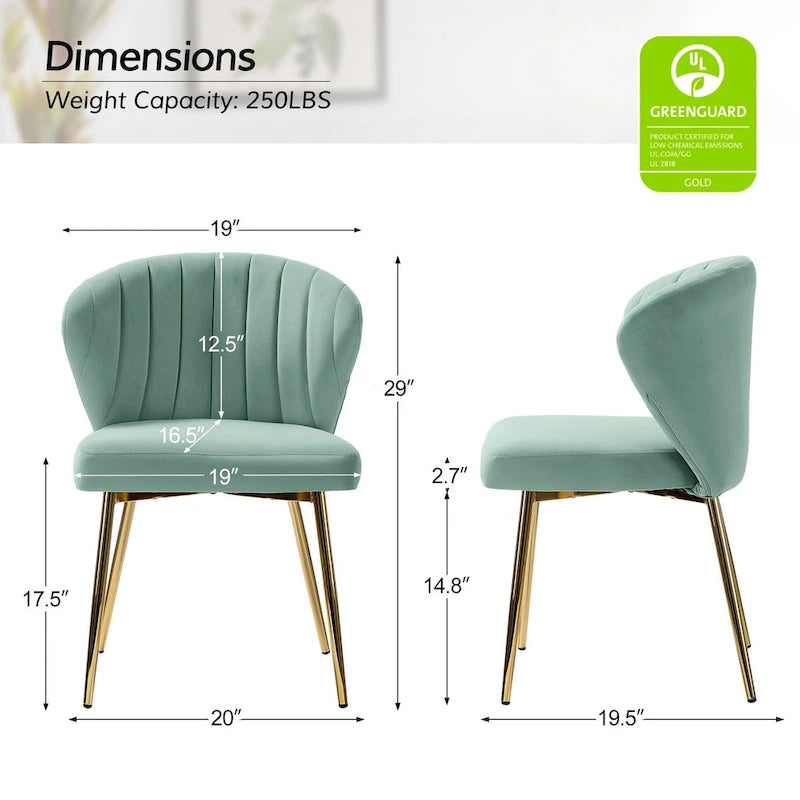 Sedia da pranzo di design in velluto trapuntato Luna Modern Glam